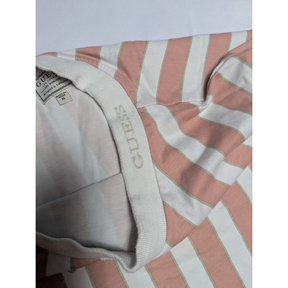 Guess Los Angeles Retro Pink White Striped Long Sleeve Shirt Unisex Mens Sz XL - Picture 4 of 8